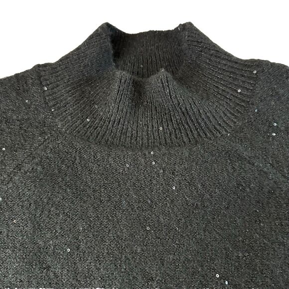 Halogen Black Mock Neck Sequin Sparkle Sweater XS - Picture 3 of 15